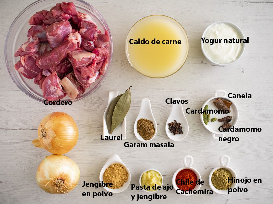 Ingredientes para Rogan Josh